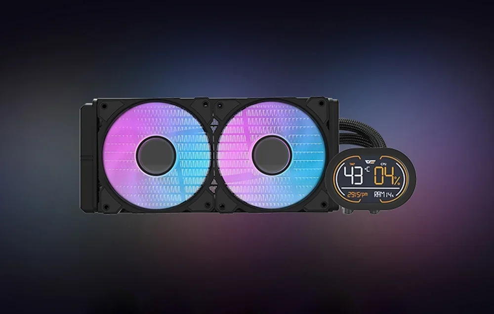 Vandens aušintuvas su apšvietimu tamsiame fone