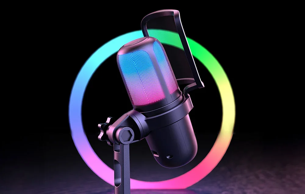 Microphone on RGB circle background