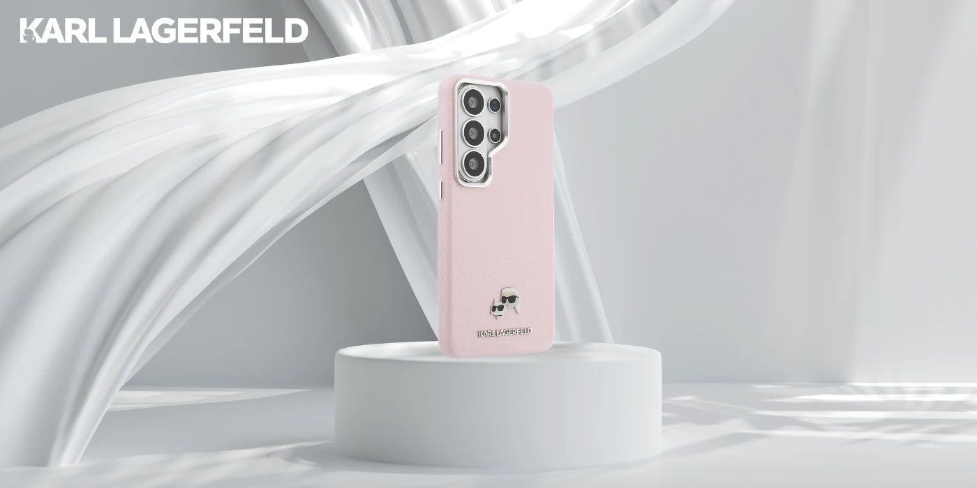 Pink Karl Lagerfeld Saffiano case for Samsung Galaxy S26 Ultra