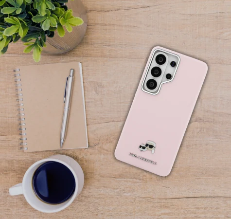 Pink Karl Lagerfeld case in an everyday setting