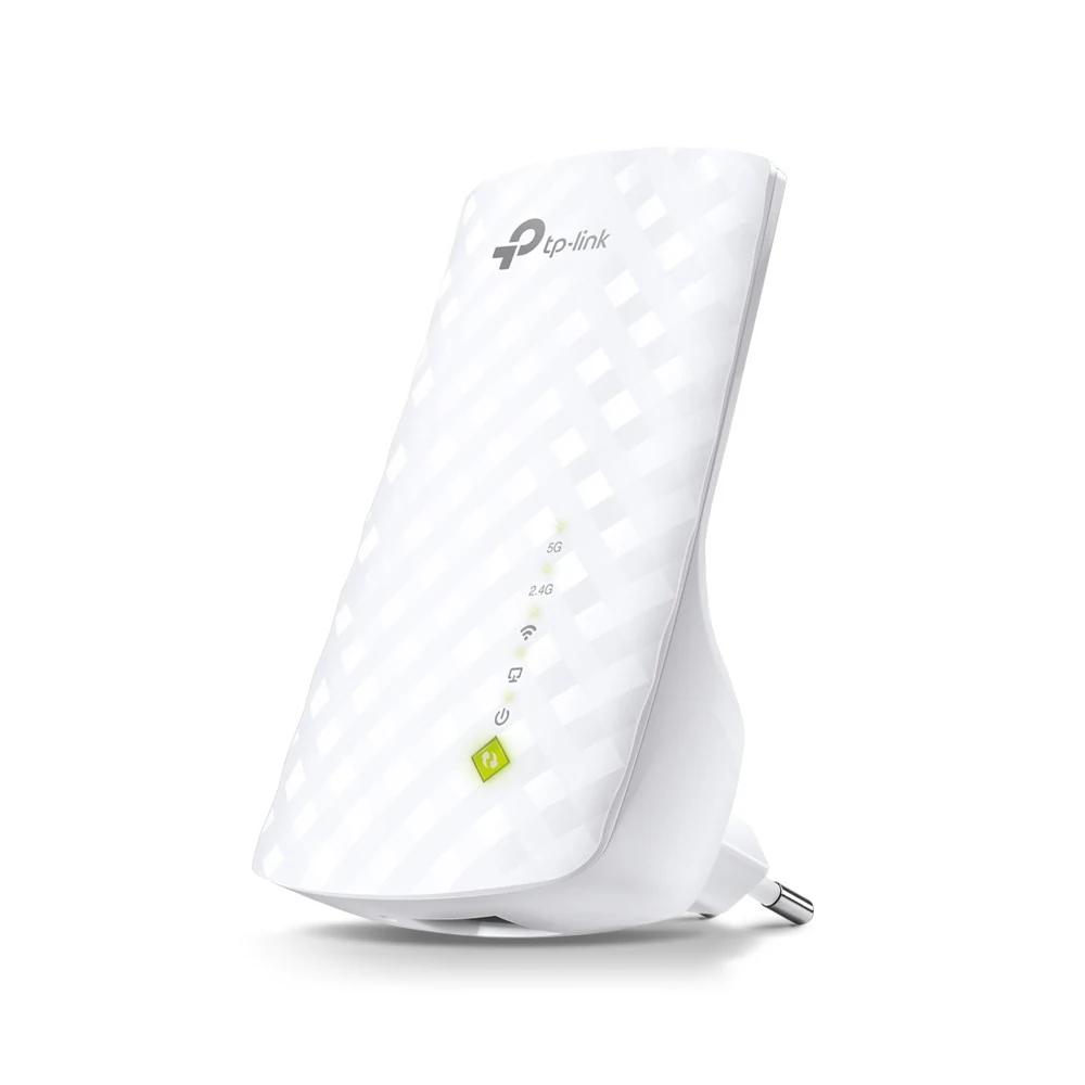 Белый расширитель TP-LINK AC750 спереди под углом
