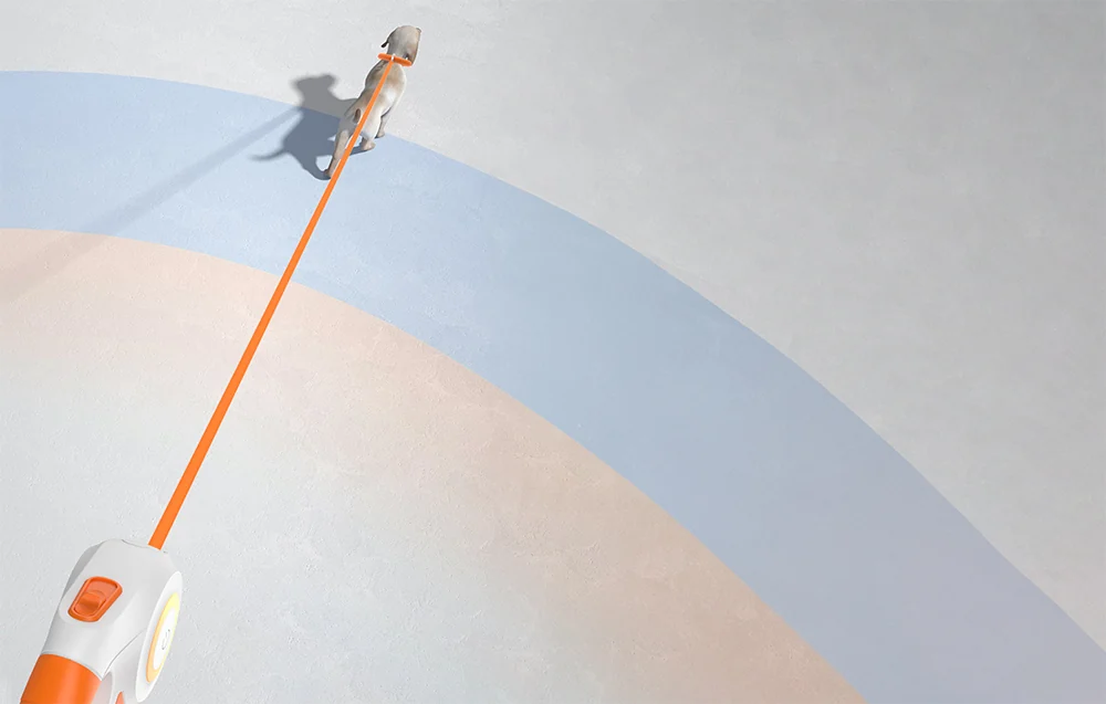 Rojeco Dog Automatic Leash LED 5 m (white and orange)