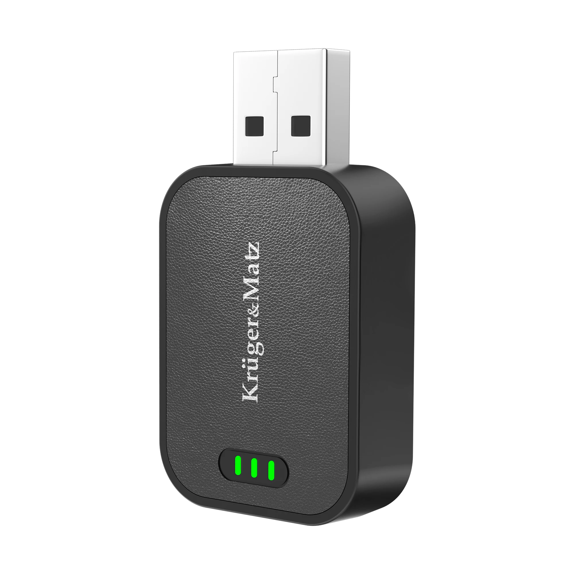 Juodas „Kruger&Matz“ USB-A adapteris su žalia indikatoriaus lempute