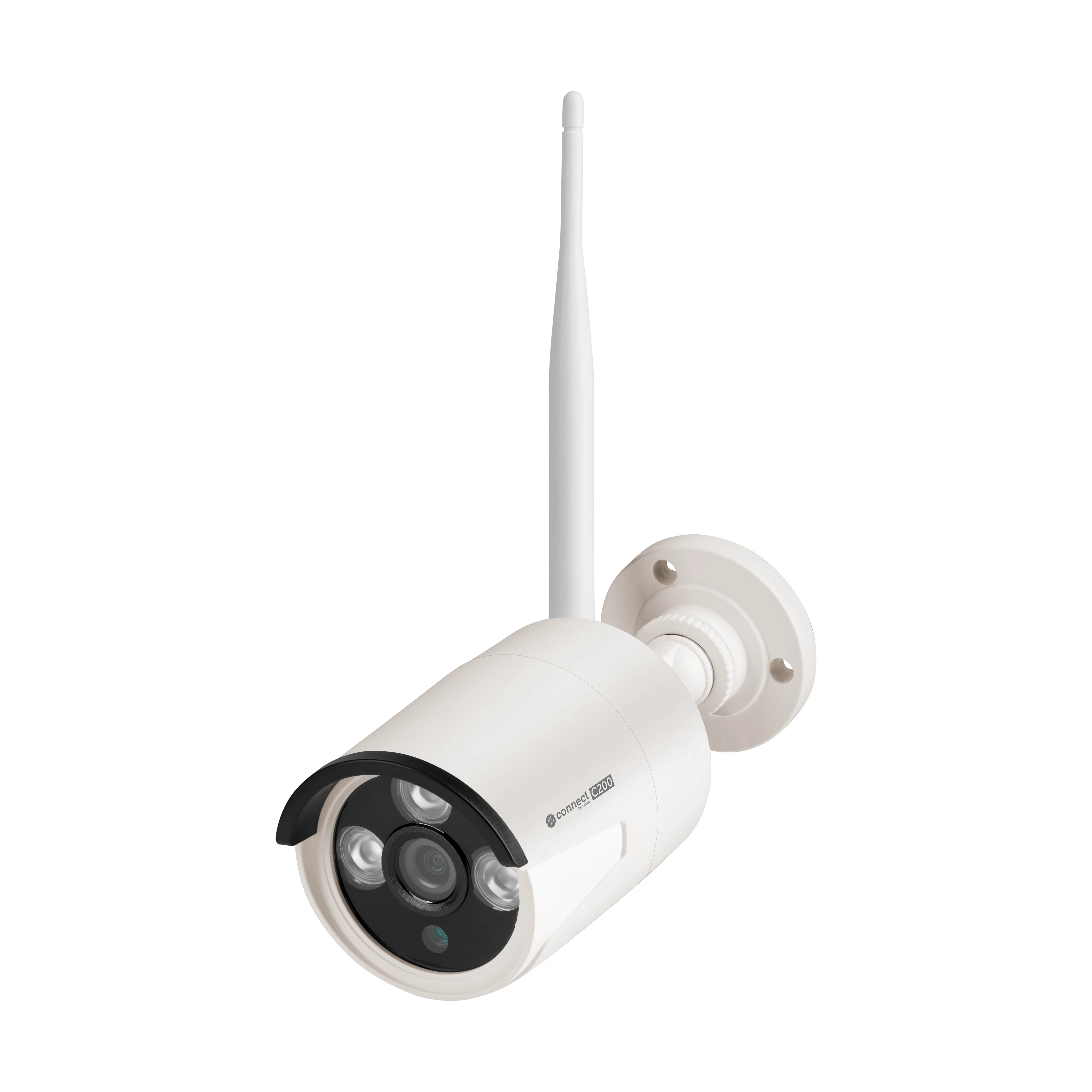 Balta KM2240-C kamera su antena ir tvirtinimo laikikliu.