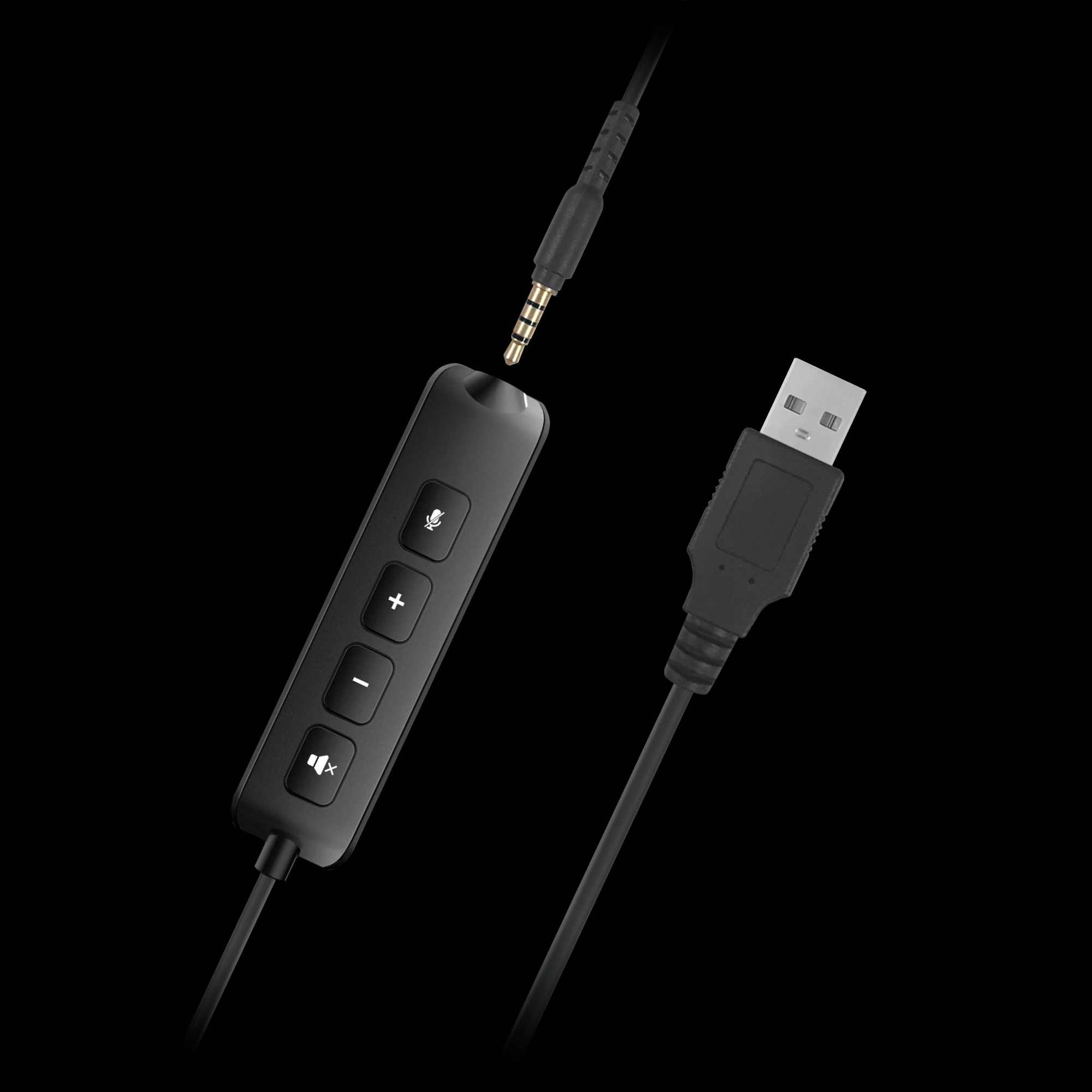 P3 ausinių laido valdiklis, 3,5 mm kištukas ir USB adapterio laidas