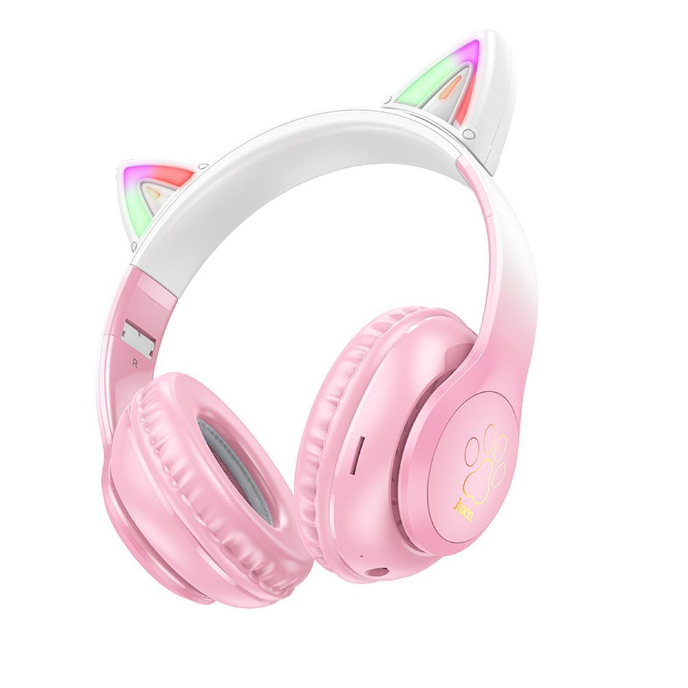 HOCO belaidės Bluetooth ausinės W42 Cat Ear rožinės
