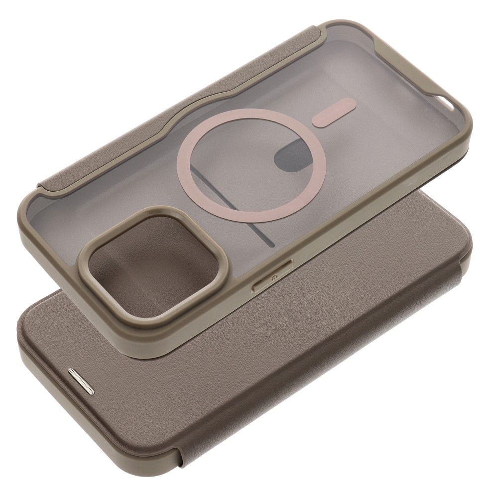 SMART MAG knygos tipo dėklas, suderinamas su MagSafe, skirtas IPHONE 15 Pro Max, titano spalvos