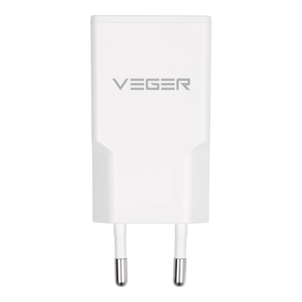 VEGER sieninis įkroviklis USB A + USB C QC PD 30W 30W1A1C baltas