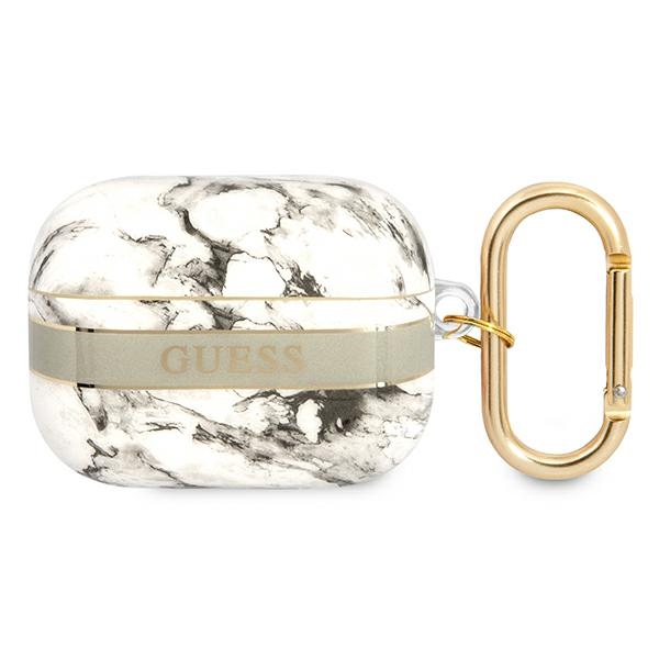 Guess GUAPHCHMAG AirPods Pro dėklas pilkas/pilkas Marmuro Dirželių kolekcija