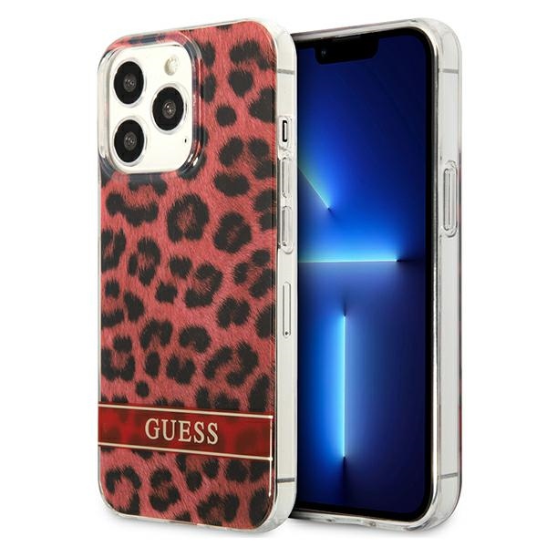 Guess GUHCP13LHSLEOR iPhone 13 Pro / 13 6.1" raudonas/raudonas kietas dėklas Leopardas