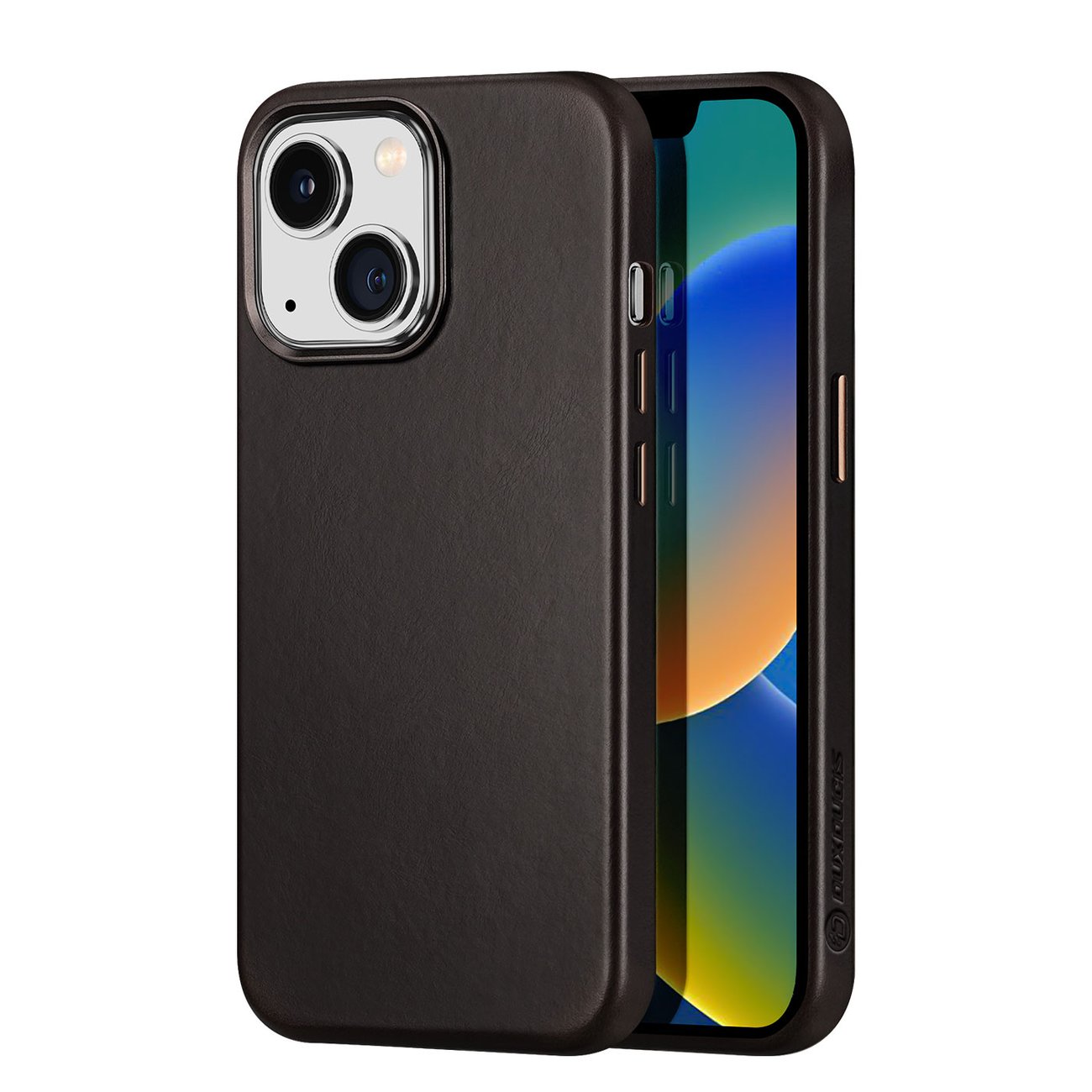 Dux Ducis Naples dėklas iPhone 14 Plus odinis dėklas (suderinamas su MagSafe) tamsiai rudas