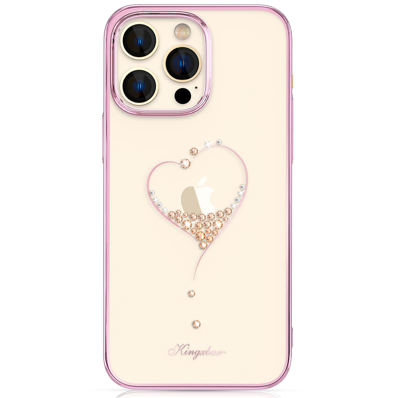 Kingxbar Wish Series silikoninis dėklas telefonui iPhone 14 Plus rožinės spalvos su Swarovski kristalais