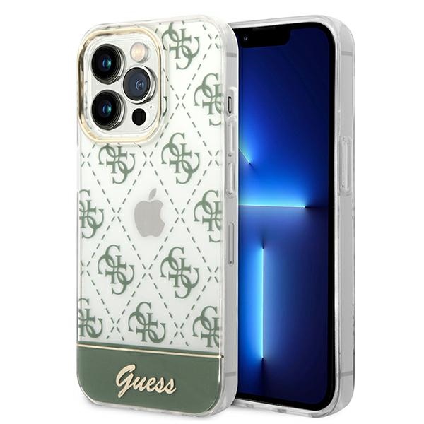 Guess 4G Pattern Script dėklas telefonui iPhone 14 Pro Max - chaki