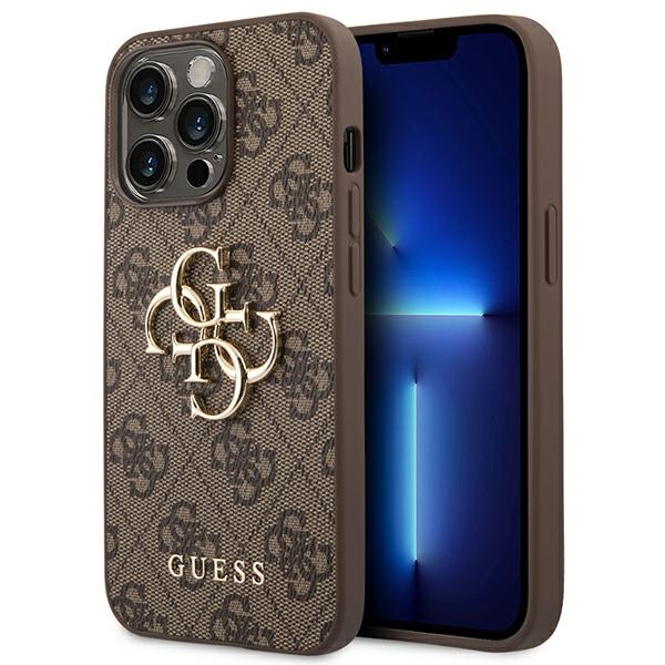 Guess GUHCP14X4GMGBR iPhone 14 Pro Max 6,7 kietas dėklas 4G Big Metal Logo - rudas