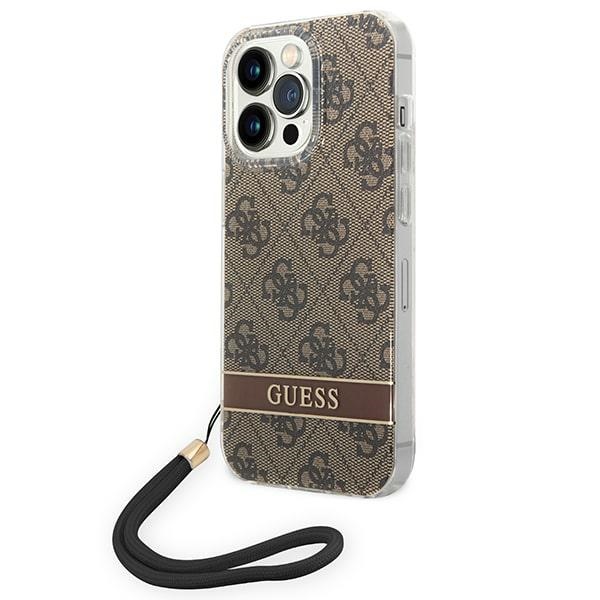 Guess GUOHCP14LH4STW iPhone 14 Pro 6.1 "rudas / rudas kietas dėklas 4G spauda Dirželis
