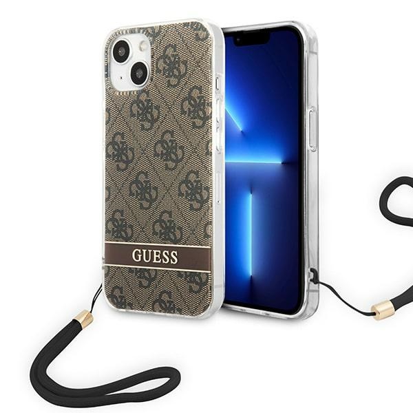 Guess GUOHCP14MH4STW iPhone 14 Plus 6.7 "rudas / rudas kietas dėklas 4G spauda Dirželis
