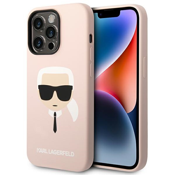 Karl Lagerfeld KLHCP14XSLKHLP iPhone 14 Pro Max 6.7 "kietasis dėklas rožinis / rožinis silikoninis Karl`s Head