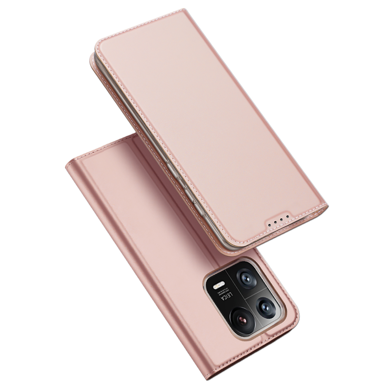 Dux Ducis Skin Pro dėklas telefonui Xiaomi 13 Pro su kortelių laikikliu ir stovu rožinis