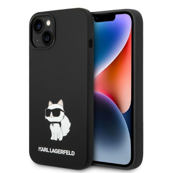 Karl Lagerfeld silikoninis Choupette dėklas telefonui iPhone 14 Plus - juodas