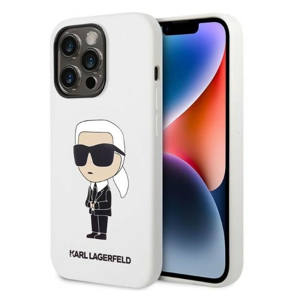Karl Lagerfeld KLHCP14LSNIKBCH iPhone 14 Pro 6.1" kietasis dėklas baltas/baltas Silikoninis Ikonik
