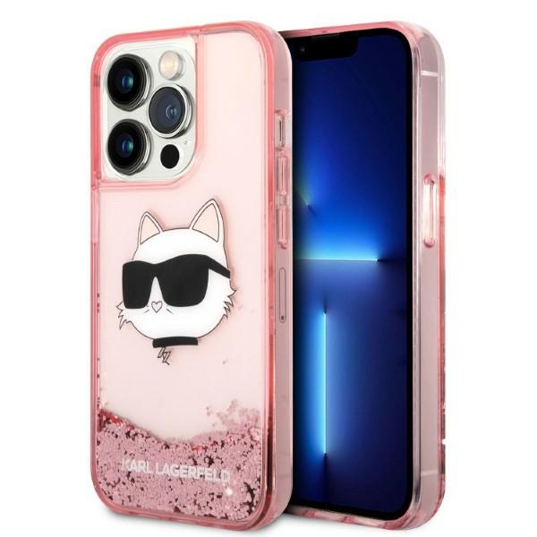 Karl Lagerfeld KLHCP14XLNCHCP iPhone 14 Pro Max 6.7" pink/pink kietas dėklas Glitter Choupette Head