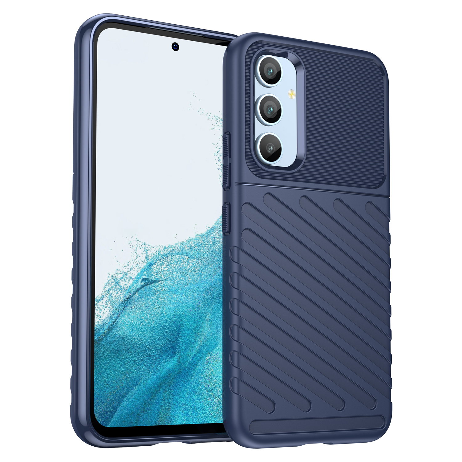 Thunder Case dėklas Samsung Galaxy A54 5G silikoninis šarvuotas dėklas mėlynas