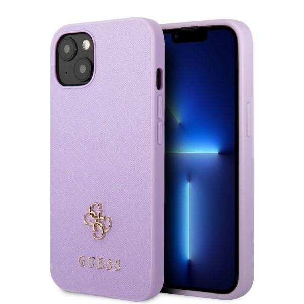 Guess GUHCP13MPS4MU iPhone 13 6.1" violetinis/violetinis kietas dėklas Saffiano 4G mažas metalinis logotipas