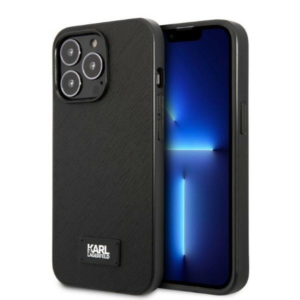 Karl Lagerfeld KLHCP13LSFMP2K iPhone 13 Pro / 13 6.1" kietas dėklas juodas/juodas Saffiano plokštelė
