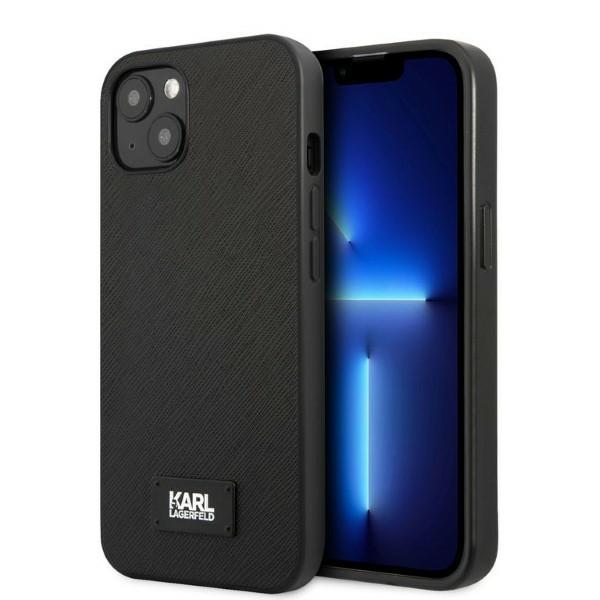 Karl Lagerfeld KLHCP13MSFMP2K iPhone 13 6.1" kietas dėklas juodas/juodas Saffiano Plokštelė