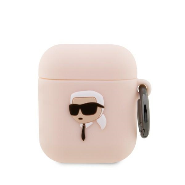 Karl Lagerfeld KLA2RUNIKP AirPods 1/2 dėklas silikoninis rožinis Karl Head 3D