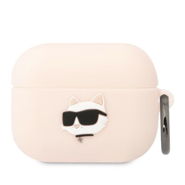 Karl Lagerfeld KLAPRUNCHP AirPods Pro dėklas rožinis/rožinis Silikoninis Choupette Head 3D