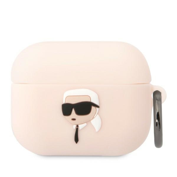 Karl Lagerfeld KLAPRUNIKP AirPods Pro dėklas rožinis/rožinis Silikoninis Karl Head 3D