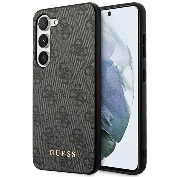 Guess GUHCS23SG4GFGR S23 S911 pilkas/pilkas kietas dėklas 4G Metal Gold Logo