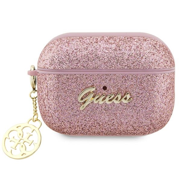 Guess GUAP2GLGSHP ausinių dėklas (m) - rožinis Glitter Flake 4G Charm Collection