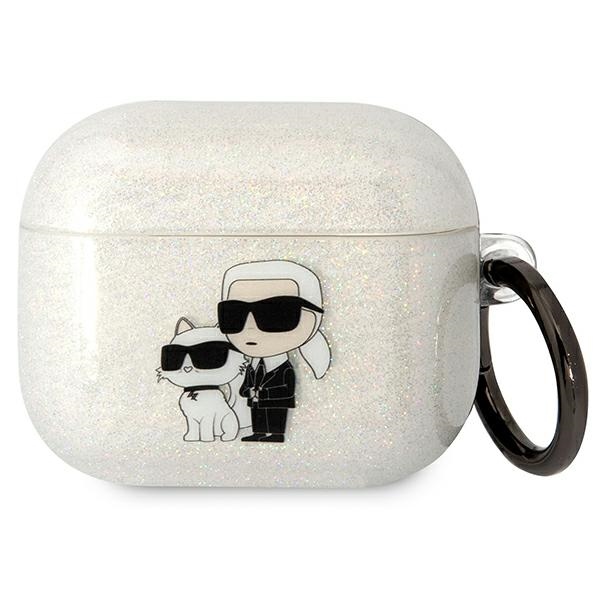 Karl Lagerfeld KLA3HNKCTGT Airpods 3 dėklas permatomas Blizgučiai Karl&Choupette