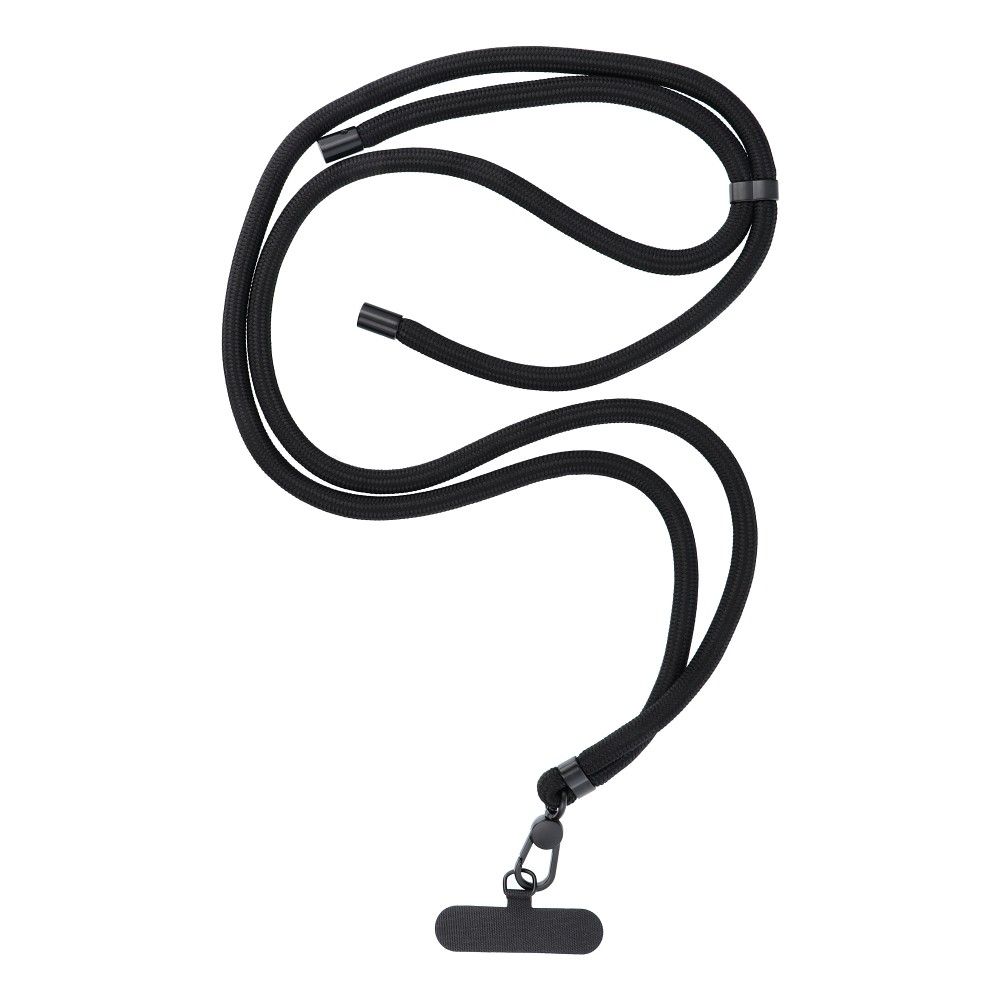 SWING (8mm) Telefono dirželis, Telefono pakabukas su reguliuojamu ilgiu / virvės ilgis 165cm (maks. 82.5cm kilpoje) / ant peties arba kaklo - juodas