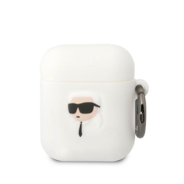 Karl Lagerfeld KLA2RUNIKH AirPods 1/2 dėklas balta/balta silikoninis Karl galvos 3D