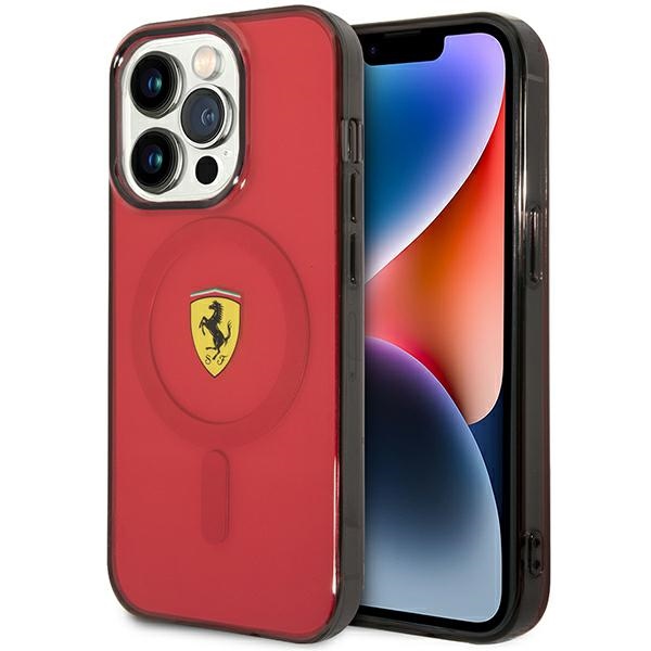Ferrari FEHMP14XURKR iPhone 14 Pro Max 6.7" raudonas kietas dėklas telefonui pusiau permatomas magnetinis (MagSafe)