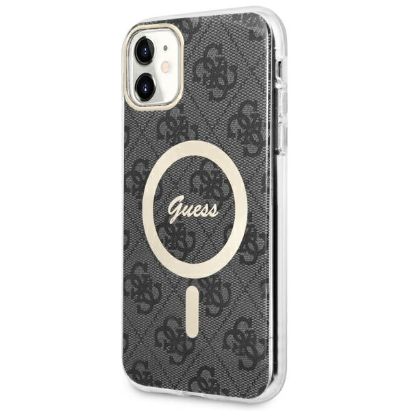 Guess GUHMN61H4STK iPhone 11 6.1" juodas/juodas kietas dėklas 4G MagSafe