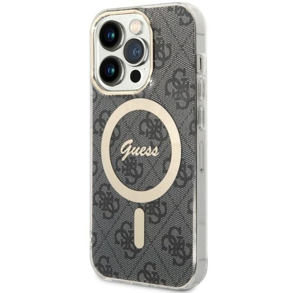 Guess 4G MagSafe dėklas telefonui iPhone 14 Pro - juodas