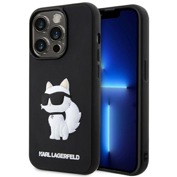 Karl Lagerfeld KLHCP14X3DRKHNK iPhone 14 Pro Max 6.7" juodas/juodas kietas dėklas Rubber Choupette 3D