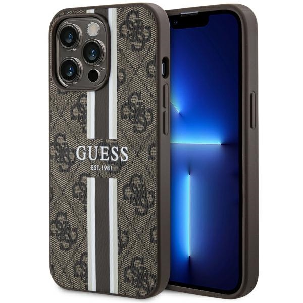 Guess GUHMP13LP4RPSW iPhone 13 Pro / 13 6.1" rudas/rudas kietas dėklas 4G Printed Stripes MagSafe