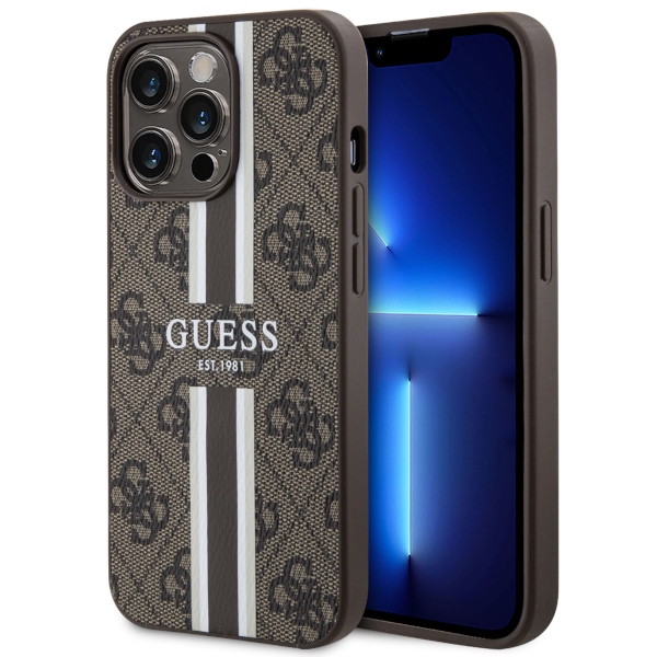 Guess GUHMP13XP4RPSW iPhone 13 Pro Max 6.7" rudas/rudas kietas dėklas 4G Printed Stripes MagSafe
