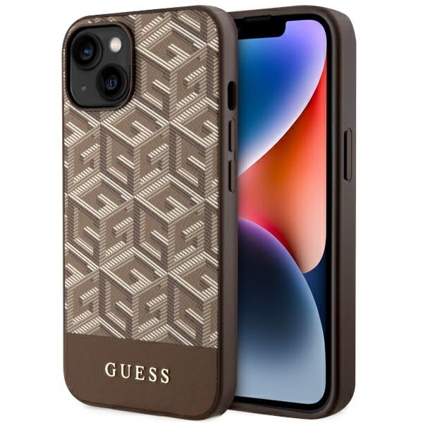 Guess GUHMP14MHGCFSEW iPhone 14 Plus 6.7" rudas/rudas kietas dėklas GCube Stripes MagSafe