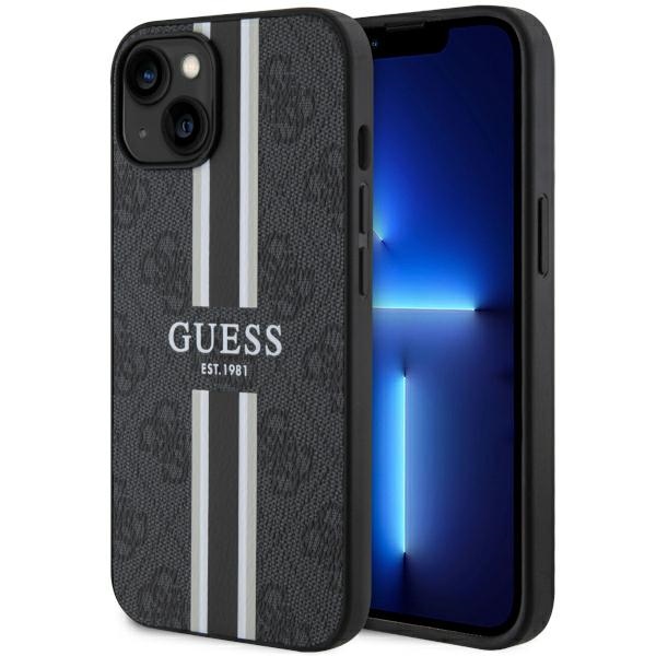 Guess GUHMP14MP4RPSK iPhone 14 Plus 6.7" juodas/juodas kietas dėklas 4G Printed Stripes MagSafe