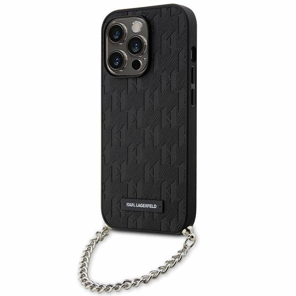 Karl Lagerfeld KLHCP14LSACKLHPK iPhone 14 Pro 6.1" juodas/juodas hardcase Saffiano Monograma Grandinė