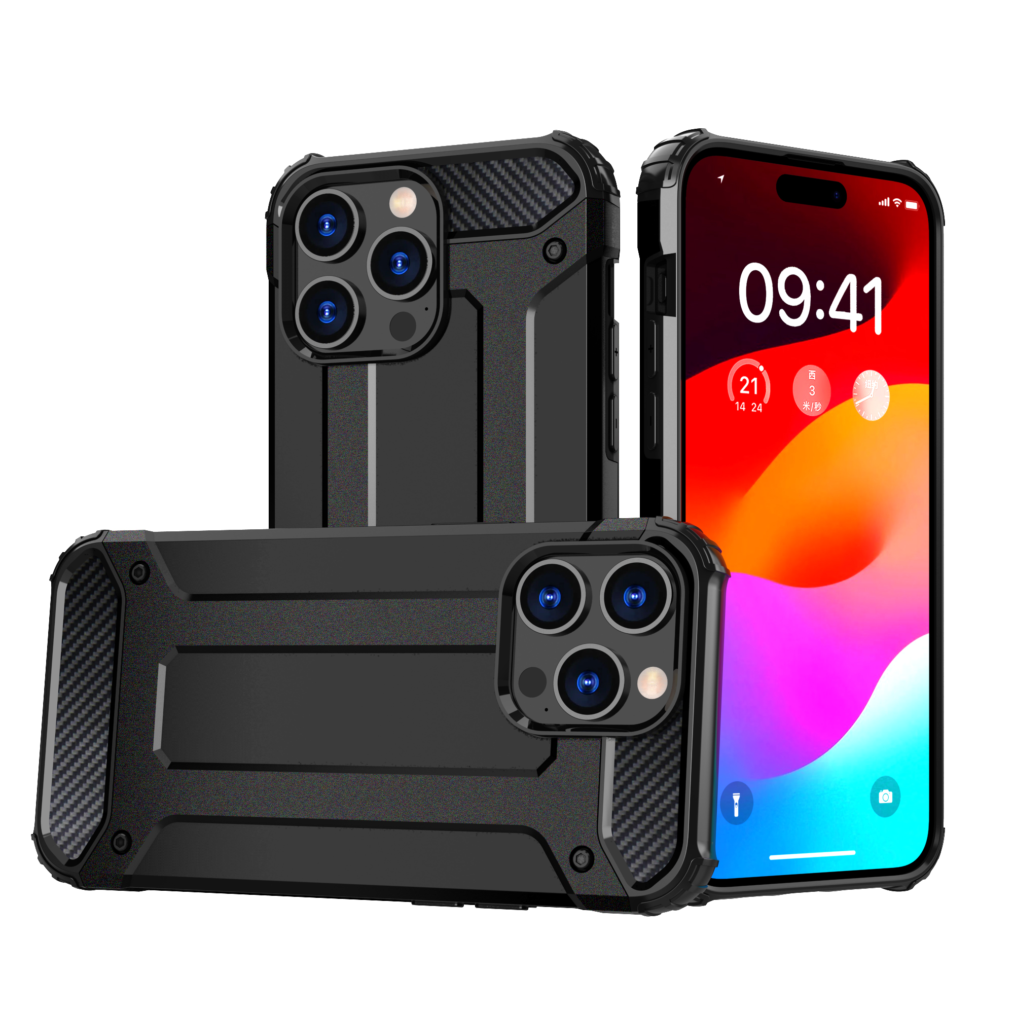 iPhone 15 Pro Hybrid Armor dėklas - juodas
