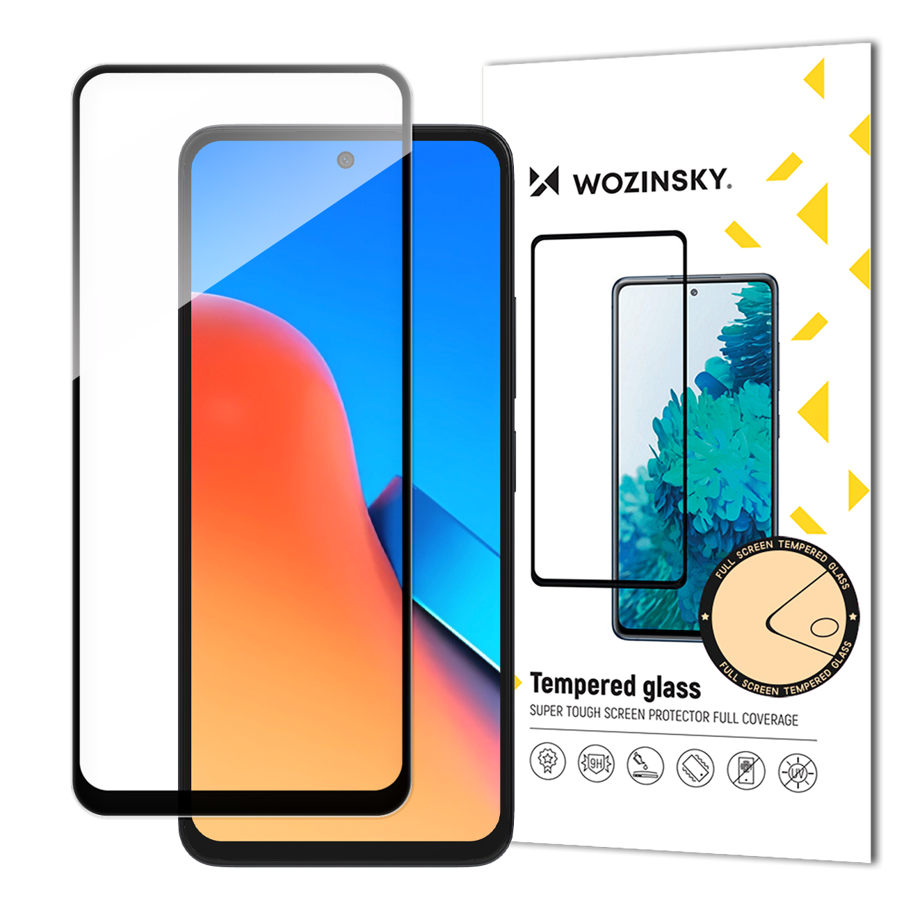 Patvarus Wozinsky pilnai klijuojamas viso ekrano grūdintas apsauginis stiklas su rėmeliu Xiaomi Redmi 12 - juodas