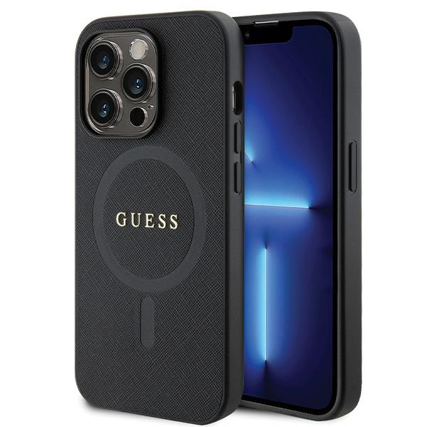 Guess GUHMP14LPSAHMCK dėklas iPhone 14 Pro - juodas Saffiano MagSafe