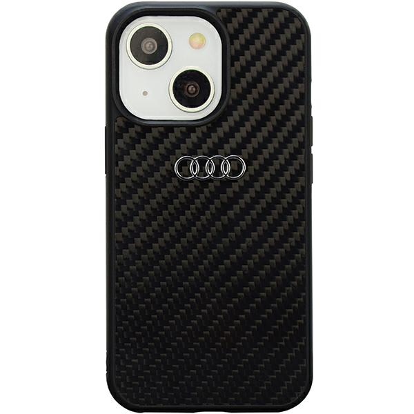 Audi Anglies pluošto iPhone 14 6.1" juodas/juodas kietas dėklas AU-TPUPPCIP14-R8/D2-BK